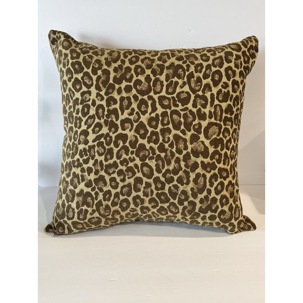 NWOT Sherry Kline Felidae Brown Gold Leopard Print Pillow 20 x 20